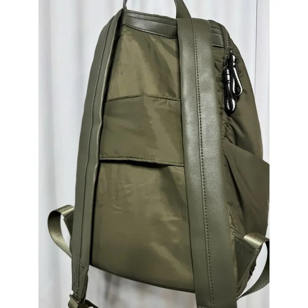 Bluzen Parachute Nylon Soft Backpack Olive Large Zipper Pockets